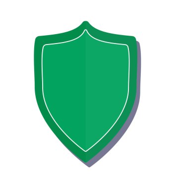 İzole bir arka planda bir kalkan. Koruma kavramı. Web tasarımları için düz simge. Vektör illüstrasyonu.