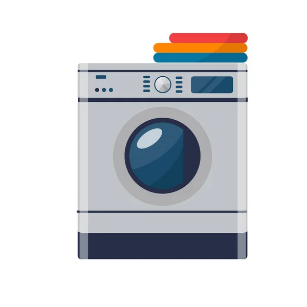 Washing Machine Isolated Background Cartoon Flat Style Vector Illustration — Stock Vector