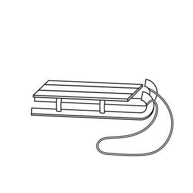 Kış kızağı, ince siyah bir hatla, vektör izole çizimi, simge, işaret, kırpma, logo, tasarım, dekorasyon