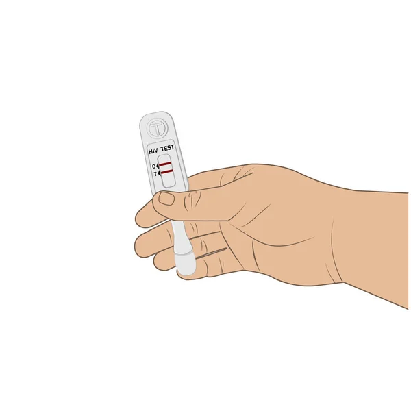 Mano Possesso Risultato Positivo Del Test Infezione Hiv Aids Illustrazione — Vettoriale Stock