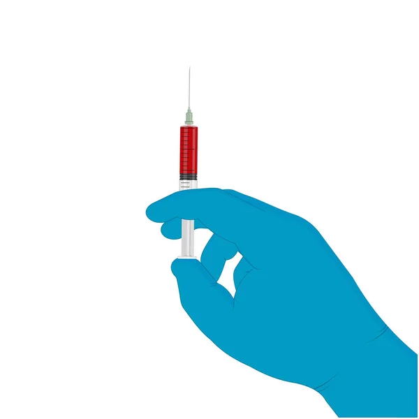 Syringe Blood Test Doctor Hand Color Isolated Vector Illustration Flat — Stock Vector