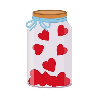 Romantik illüstrasyon Clipart Bank with Hearts with blue ribbon, vektör illüstrasyon, ikon, renklendirme, dekor, tasarım, dekorasyon