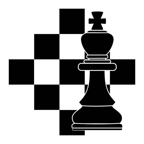 Composition Pièce Échecs Roi Sur Fond Échiquier Couleur Noire Sur — Image vectorielle