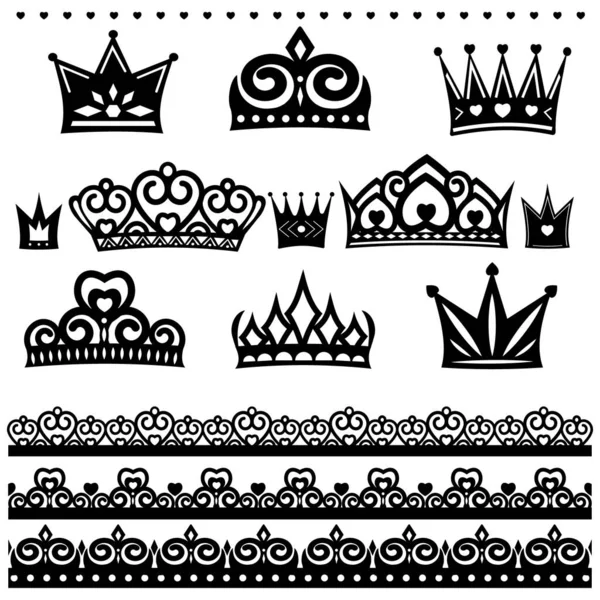 Набір Ажурних Коронок Кордонів Кольорові Ізольовані Векторні Ілюстрації Плоскому Стилі — стоковий вектор
