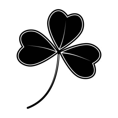 Patrick Günü için süs eşyası olan Yonca, düz bir arkaplan, simge, logo, tasarım, dekorasyon, çıkartma, baskı gibi beyaz bir arkaplan üzerinde vektör izole edilmiş.