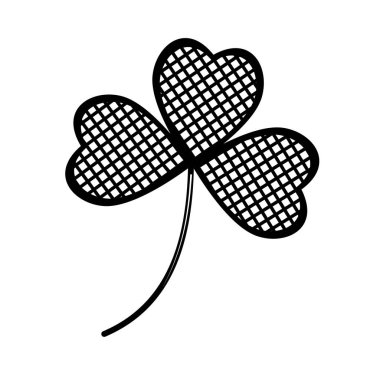 Patrick Günü için süs eşyası olan Yonca, düz bir arkaplan, simge, logo, tasarım, dekorasyon, çıkartma, baskı gibi beyaz bir arkaplan üzerinde vektör izole edilmiş.