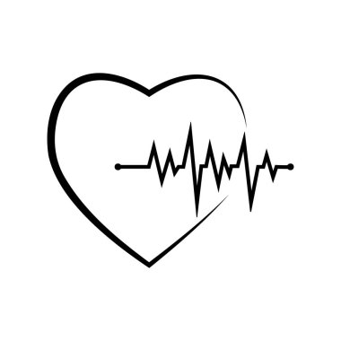 kalp atışı, nabız, tema sağlığı ve tıp, logo, bayrak, simge, siyah şablon, vektör ilüstrasyonu, dekor, dekorasyon, baskı, düğün