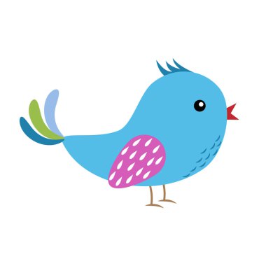 Küçük kuş izole vektör çizimi, dekorasyon simgesi, yazdırma