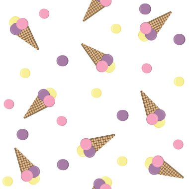 Beyaz arkaplan vektör illüstrasyon tekstil baskı duvar kağıdı üzerindeki dondurma deseni