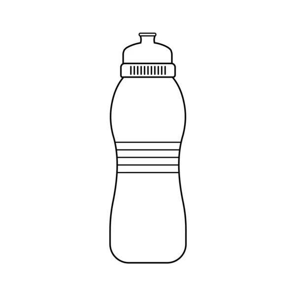 Plastová Fitness Láhev Vody Černý Obrys Vektorové Ilustrace Ikona Design — Stockový vektor