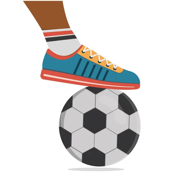 Un jugador de fútbol en zapatos deportivos y una pelota de fútbol. — Archivo Imágenes Vectoriales