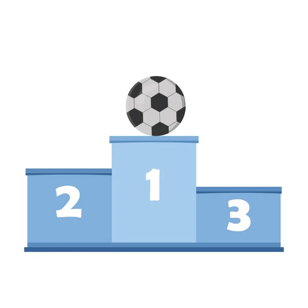 Premio podio con pelota de fútbol, ilustración vectorial de color en estilo plano — Vector de stock