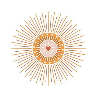 Güneş deseni boho minimalist basılabilir duvar sanatı geometrik soyut gün batımı baskı bohem sanat vektörü