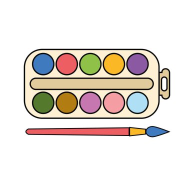 Palet vektör simgesiyle düz biçimde boya fırçası