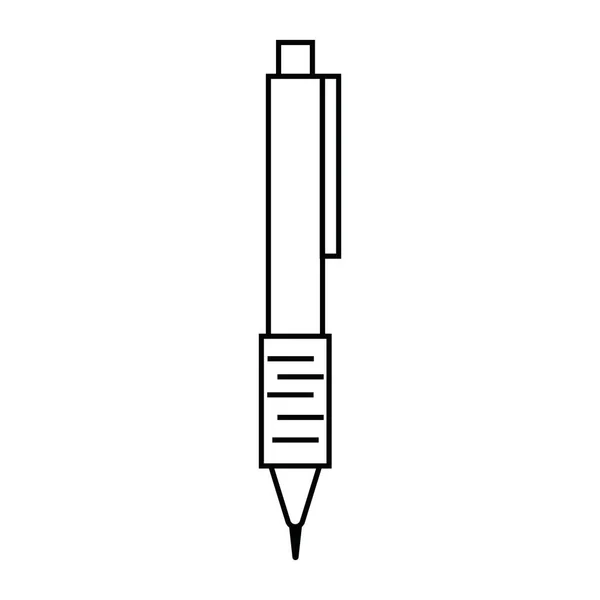 Skrivpenna, kontorspapper, svart kontur, isolerad vektor i platt stil — Stock vektor