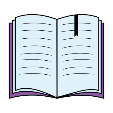 Düz biçimli yer imi renk izole vektörü içeren kitabı aç