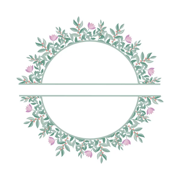 Flor Botânica Round Frame e Fronteira para Decoração e Decoração, ilustração vetorial de cor — Vetor de Stock