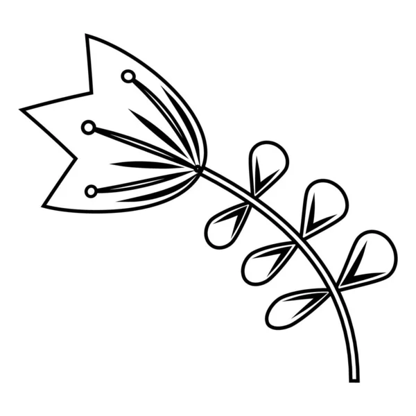 Fleur Abstraite Illustration Contour Isolé Style Doodle — Image vectorielle
