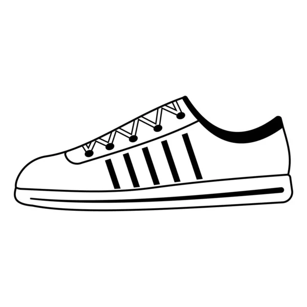 Sports Shoes Sports Isolated Vector Illustration Black Outline Doodle Style — Vector de stock