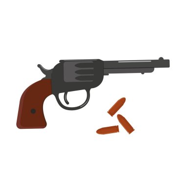 İzole edilmiş tabanca, beyaz arkaplanda izole edilmiş renk vektör çizimi.