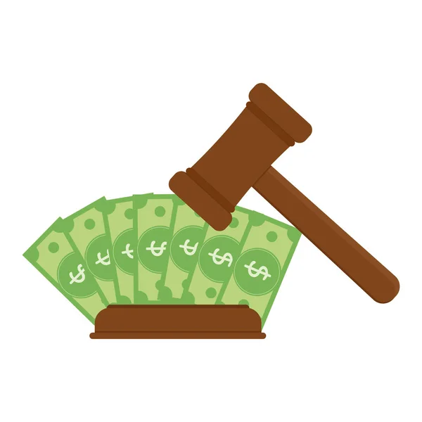 Veiling Hamer Cash Bod Kleur Vector Geïsoleerde Illustratie — Stockvector