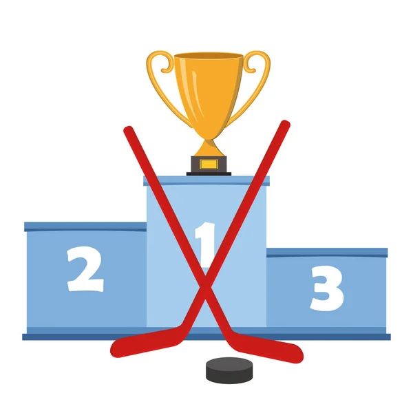 Çizgi film tarzında bir sopa ve puck ile yayalar, renk vektörü çizimi.