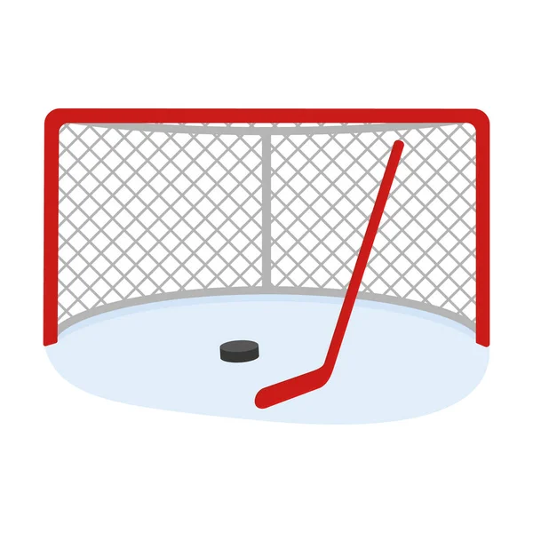 Çizgi film tarzında hokey golü ve bir disk, renk vektörü çizimi.