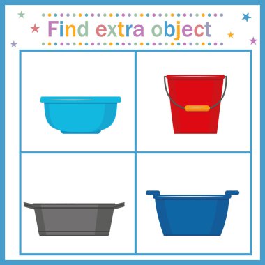 Çocuklar için görev bulmacası: Ekstra bir nesne bul, renk vektörü çizimi
