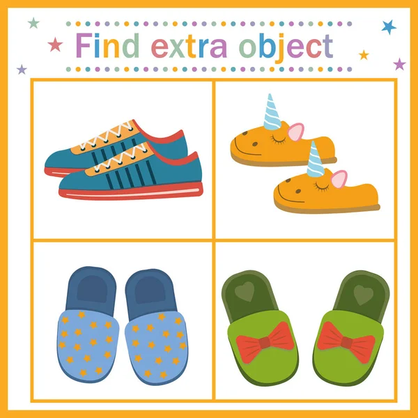 Puzzle tâche enfants trouver un objet supplémentaire, illustration vectorielle couleur — Image vectorielle