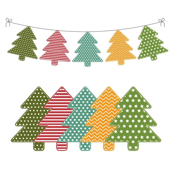 装飾が施されたクリスマスツリー、カラーベクトルイラストの背景白 — ストックベクタ