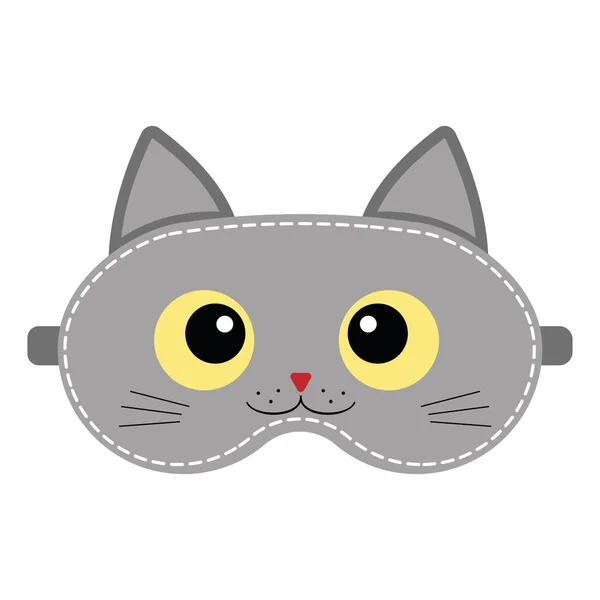 Maska Snu Cute Kotek Twarz Izolowany Wektor Ilustracji — Wektor stockowy