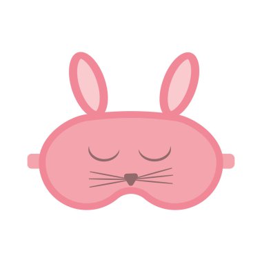 Tatlı tavşan yüzlü uyku maskesi, izole vektör çizimi..