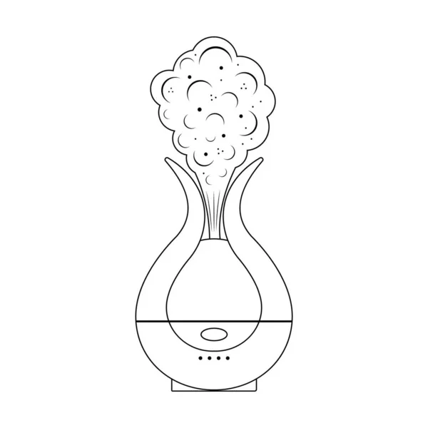 Humidificador Ilustración Aislada Contorno Negro Sobre Fondo Blanco — Vector de stock