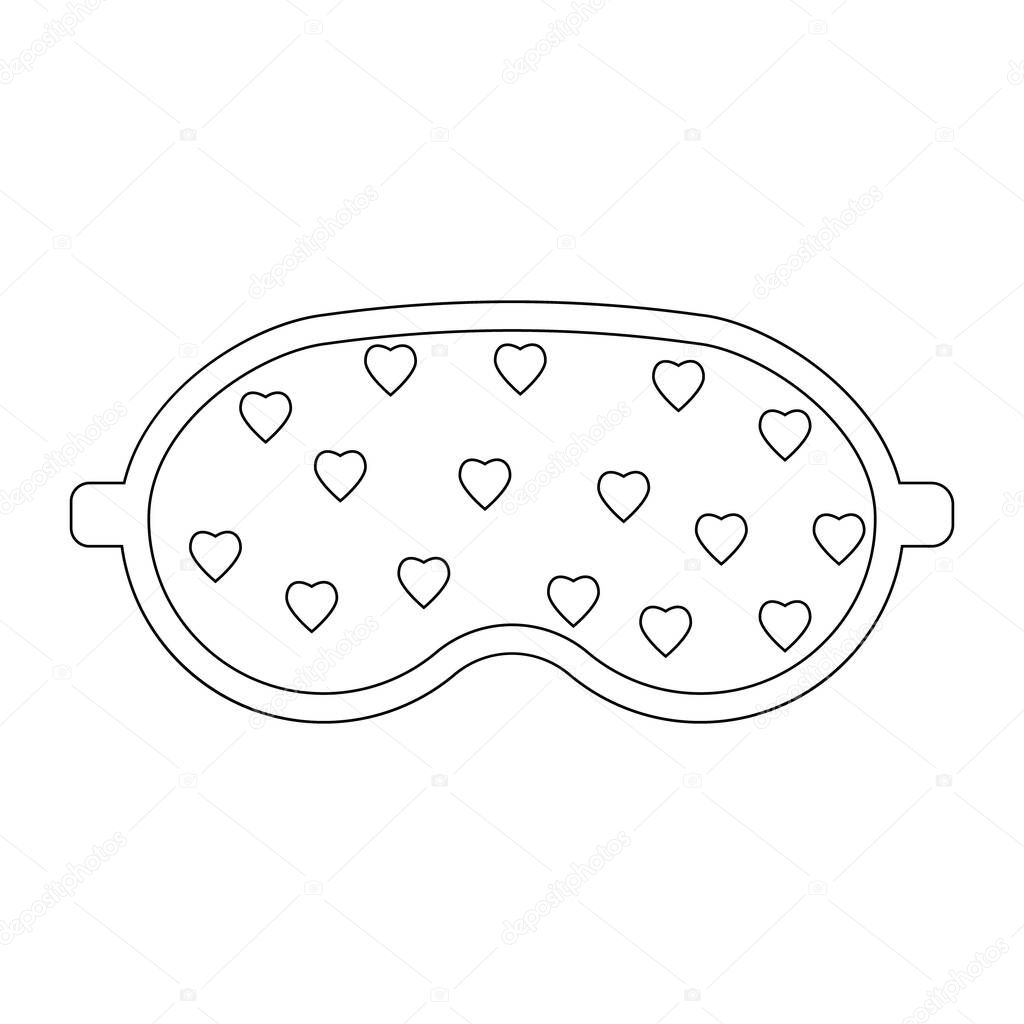 sleep mask with a pattern, black outline, isolated vector illustration.