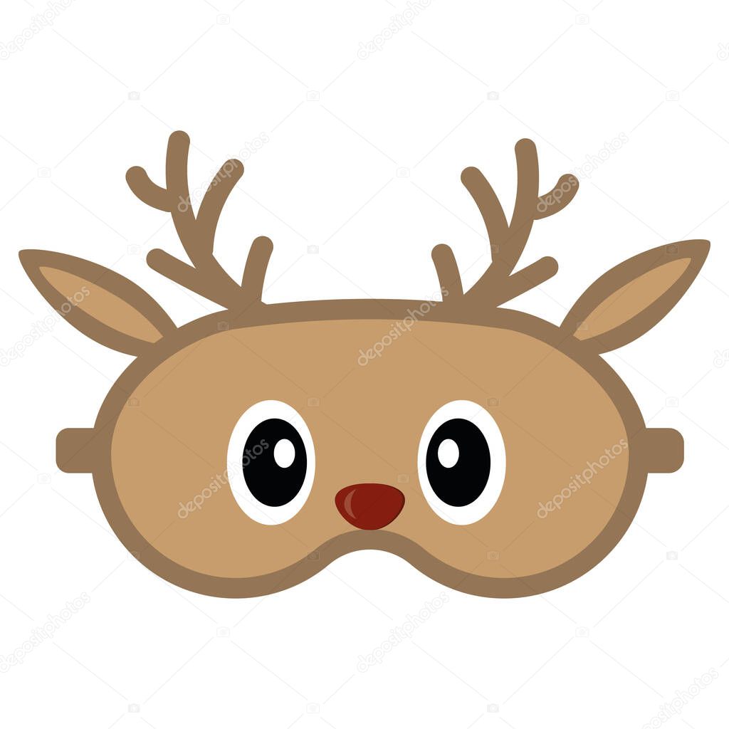 sleep mask with cute deer face, isolated vector illustration.