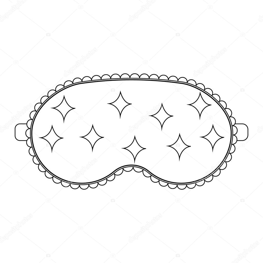 sleep mask with a pattern, black outline, isolated vector illustration.