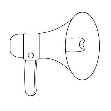Hoparlör, siyah hat, vektör karalama çizimi.