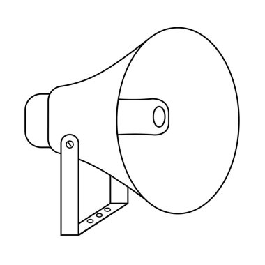 Hoparlör, siyah hat, vektör karalama çizimi.