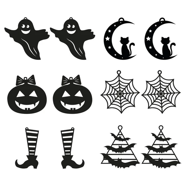 Earrings Black Pattern Decor Halloween Vector Illustration — 스톡 벡터