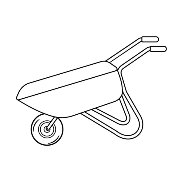 Wheelbarrow Black Outline Doodle Style Vector Isolated Illustration — 스톡 벡터