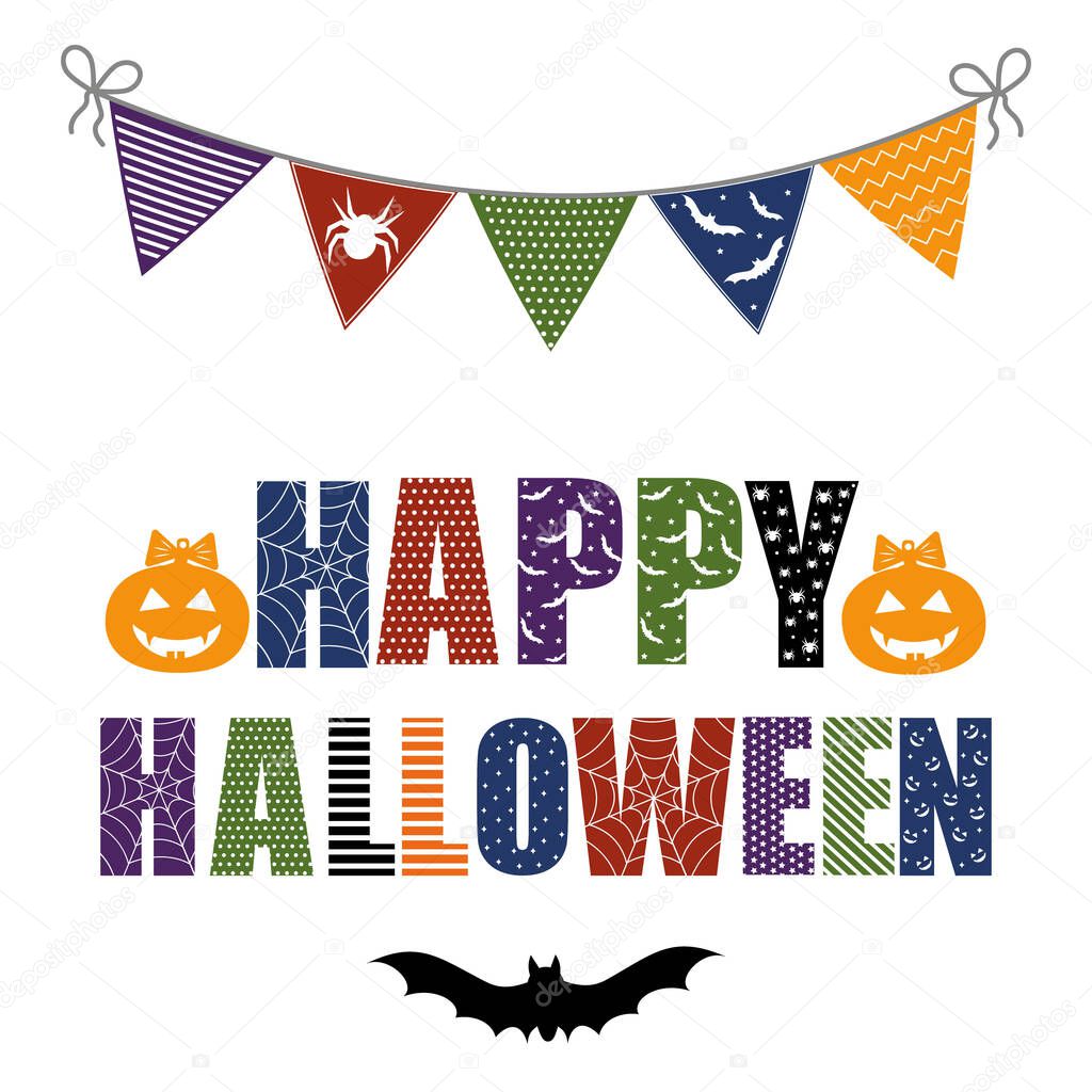 festive garland banner for Halloween, color isolated vector illustration.