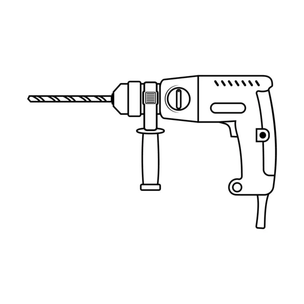 Építőipari Szerszám Lyukasztó Fekete Vázlat Fehér Háttér Vektor — Stock Vector