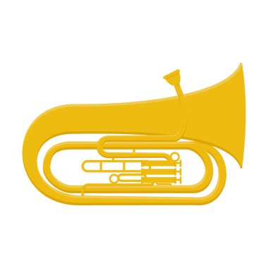 müzik rüzgarı enstrümanları tuba, renkli izole vektör illüstrasyonu.