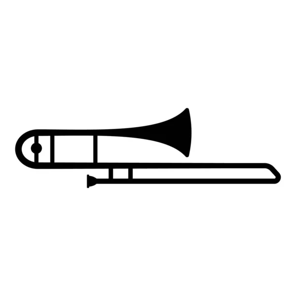 Instruments Vent Trombone Illustration Vectorielle Isolée Pochoir Noir — Image vectorielle