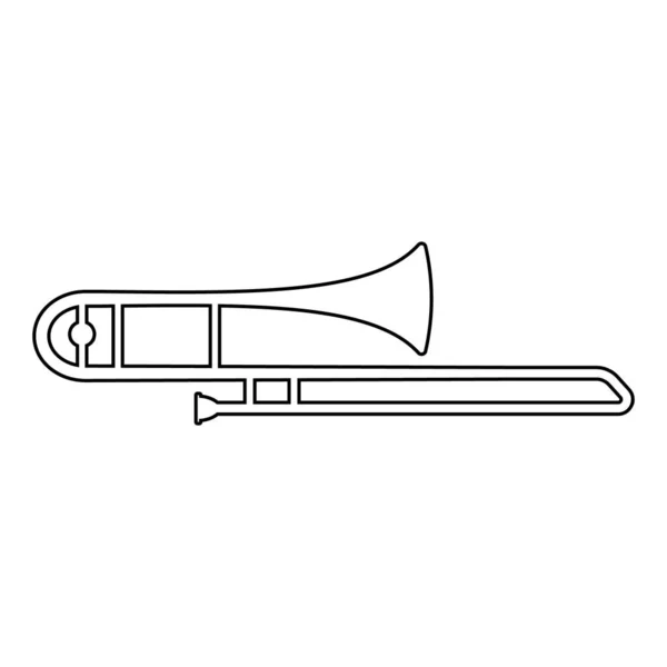 Set Muziekblaasinstrumenten Tuba Zwarte Contour Geïsoleerde Vectorillustratie — Stockvector