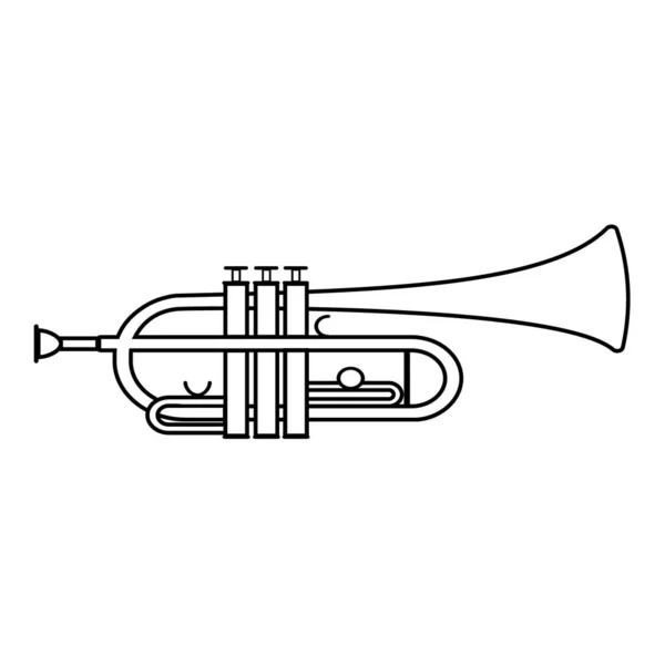 Uppsättning Musikaliska Blåsinstrument Trombon Svart Kontur Isolerad Vektor Illustration — Stock vektor