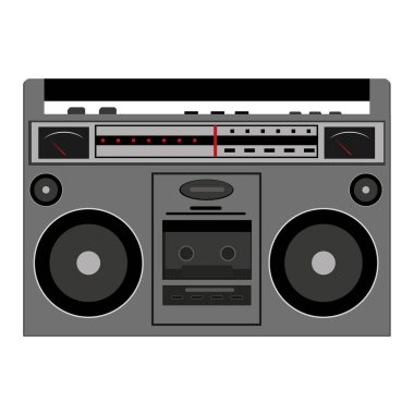 Radyo ve renkli izole vektör illüstrasyonlu retro teyp.