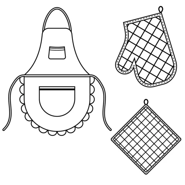 Gant Four Gant Four Tablier Suspendus Grille Sur Crochets Illustration — Image vectorielle