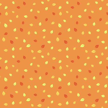 Düşen yapraklarla kusursuz desen. Sonbahar yaprakları sonsuz arka plan. Kırmızı ve turuncu tonlarda duvar kağıdı. Vektör illüstrasyonu