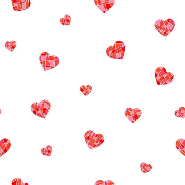 Απρόσκοπτη Μοτίβο Πολυγωνικό Κόκκινο Καρδιές Ατελείωτο Ρομαντικό Φόντο Για Την — Διανυσματικό Αρχείο